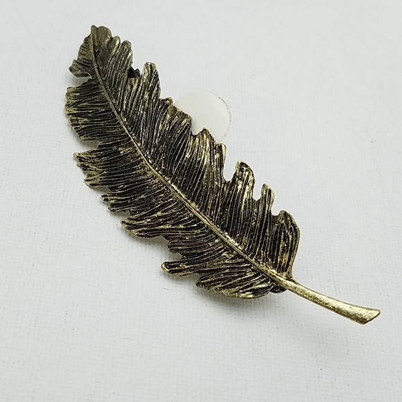 Leaf Antique Gold Tone Barette 3.5" - Picture 2 of 3